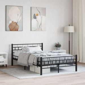 Cadru de pat vidaXL, 140 x 200 cm, otel, negru