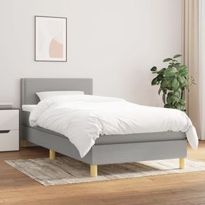 Pat box spring cu saltea vidaXL, 100x200 cm, textil, gri deschis