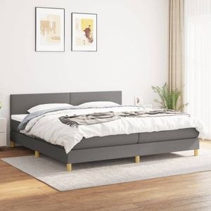 Pat box spring cu saltea vidaXL, 200x200 cm, textil, gri inchis
