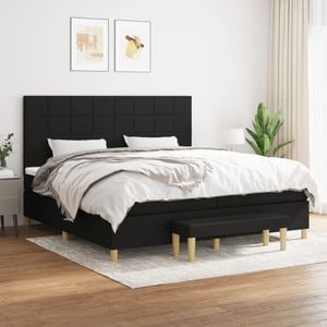 Pat box spring cu saltea vidaXL, 200x200 cm, textil, negru