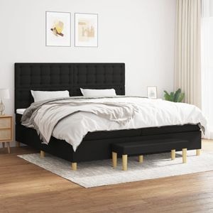 Pat box spring cu saltea vidaXL, 200x200 cm, textil, negru