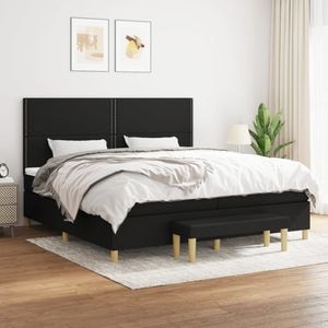 Pat box spring cu saltea vidaXL, 200x200 cm, textil, negru
