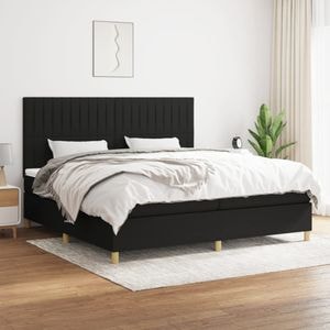 Pat box spring cu saltea vidaXL, 200x200 cm, textil, negru