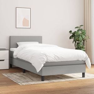 Pat box spring cu saltea vidaXL, 90x190 cm, textil, gri deschis