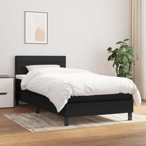 Pat box spring cu saltea vidaXL, 90x200 cm, textil, negru