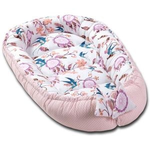 Cosulet bebelus pentru dormit Kidizi Baby Nest Cocoon, 90x50 cm, Swallows