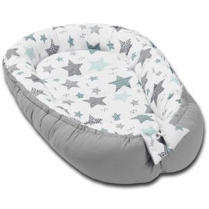 Cosulet bebelus pentru dormit Kidizi Baby Nest Cocoon, 90x50 cm, All Mint Stars