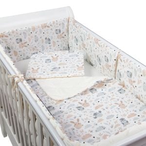 Set lenjerie matlasata 5 piese pentru patut  Kidizi Forest Friends, 140x70 cm