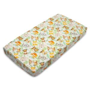 Cearceaf din bumbac cu elastic roata pentru patut Kidizi In the Leaves, 120x60 cm