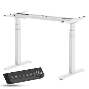Cadru birou reglabil pe inaltime StableDesk Plus, 2 motoare, Controler cu Butoane, Alb mat