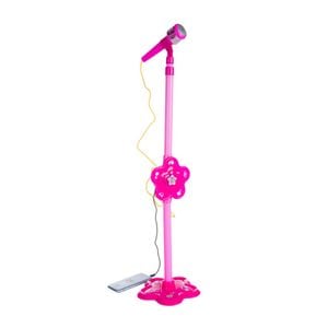 Microfon de jucarie cu stativ reglabil 106 cm, PROCART, amplificator voce, MP3, conectare smartphone, roz