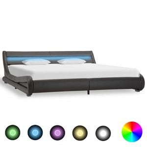 Cadru de pat cu LED vidaXL, piele artificiala, 180 x 200 cm, gri
