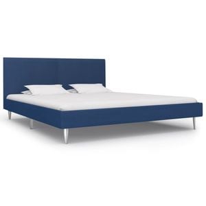 Cadru de pat vidaXL, material textil, 180 x 200 cm, albastru