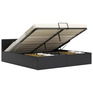 Cadru pat hidraulic vidaXL, piele eco, depozitare, 160 x 200 cm, negru