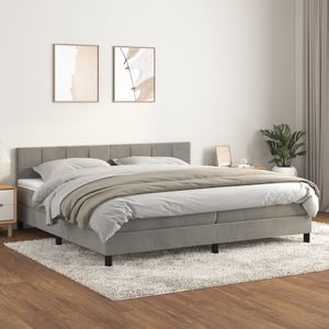 Pat box spring cu saltea vidaXL, catifea, 200 x 200 cm, gri deschis