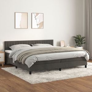 Pat box spring cu saltea vidaXL, catifea, 200 x 200 cm, gri inchis
