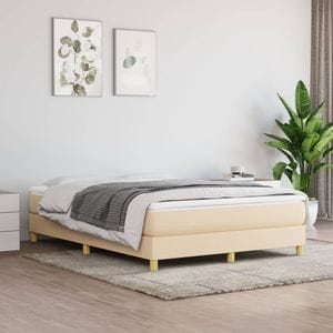 Pat continental cu saltea vidaXL, material textil, 140 x 200 cm, crem