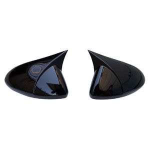 Set Capace Oglinzi Tip Batman Compatibile cu BMW Seria 5 2003-2010 E60 LCI, Culoare Negru Lucios