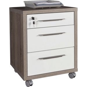 Noptiera CARRYHOME, 48x63x45 cm, 2 sertare, Alb-Stejar Sonoma