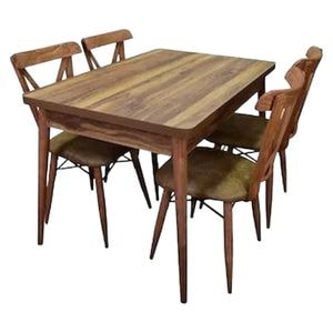 Set masa si scaune living HouseXL Wooden Luxury, 5 piese, multicolor