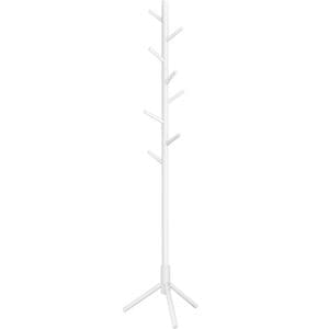 Cuier pentru haine VASAGLE, din lemn masiv, tip pom, cu 8 carlige, 175cm, alb