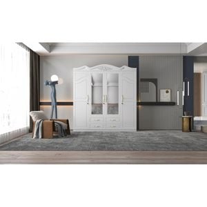 Dulap ZQW-034, MDF - 4U/4S, 200x50x200cm, alb