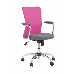 Scaun birou copii DRIMUS HM Andy, Cu brate, Poliester, 11 kg, Roz, Gri