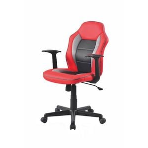 Scaun birou copii DRIMUS HM Nemo, Cu brate, Piele ecologica, 13 kg, Rosu, Negru
