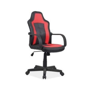 Scaun birou copii DRIMUS SL Cruz, Cu brate, Piele ecologica, 11 kg, Negru, Rosu