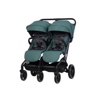 Carucior pentru gemeni EASYGO EchoSage Green, ultrapliabil, usor si manevrabil, omologat EN1888, 5 puncte, 0 luni+, Verde