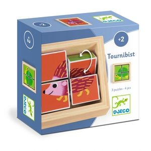 Puzzle forme rotative Tournibist, Djeco, 4 piese, + 2 ani, multicolor