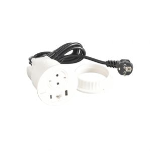 Priza incorporabila Incara Disq 80 cu priza 2P+T, USB A+C, RJ45 cat6 UTP alb,cablu 2m Legrand