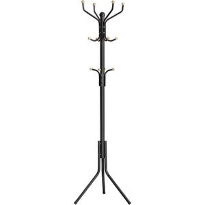 Cuier pentru haine, din otel, tip pom, cu 12 carlige, 182cm, negru