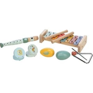 Set instrumente muzicale, Free2Play, 5 in 1, Contine xilofon, Fluier, Din lemn, Conform cu EN71/123, 3 ani+, Multicolor