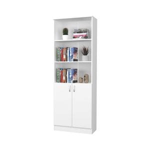 Biblioteca haaus Flint, cu Usi Inferioare si 2 Polite, Alba, 70 x 32 x 196 cm