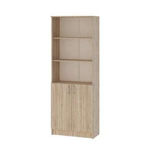 Biblioteca haaus Flint, cu Usi Inferioare si 2 Polite, Stejar Sonoma, 70 x 32 x 196 cm