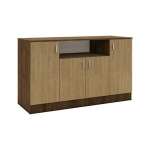 Comoda haaus Pedro, 4 Usi, Stejar Bronz/Lemn Natural, 135 x 50 x 80 cm