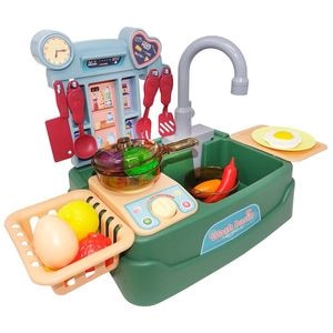 Bucatarie SALAMANDRA KIDS cu robinet functional, 17 accesorii incluse, verde