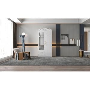 Dulap ZQW-032, MDF, 2 usi si 2 sertare, 100x50x200cm, alb