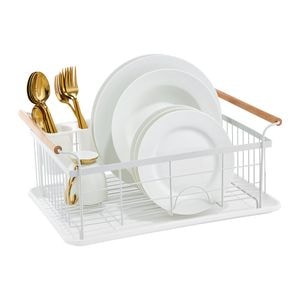 Suport scurgator de vase AMBITION Decor, 44x32x18.5cm, alb