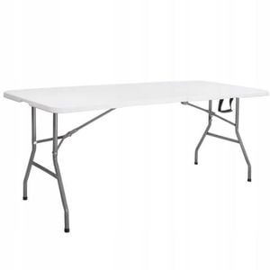 Masa pliabila pentru camping sau gradina, PROCART, tip valiza, 180x70x75 cm, cadru otel, alba