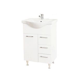 Set baza si lavoar baie GN1531, DRIMUS, 55 cm, cu sertare, alb
