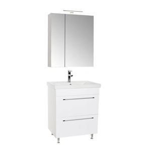 Set baza si lavoar baie GN0541 cu sertare si oglinda Celine, DRIMUS, 60 cm, alb