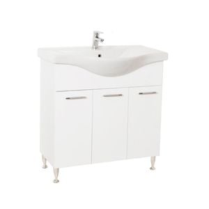 Set baza si lavoar baie GN1531, DRIMUS, 80 cm, cu usi, Alb