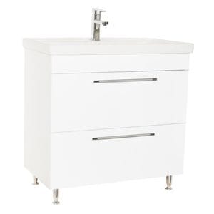 Set baza si lavoar baie GN0541, DRIMUS, 80x45.5x81 cm, sertare, alb