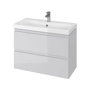 Set baza si lavoar baie CS9741 suspendat, sertare, DRIMUS, 80x44.7x62 cm, Gri