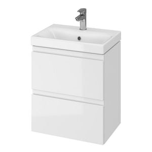 Set baza si lavoar baie CS9731 suspendat, sertare, DRIMUS, 50x39.7x62 cm, Alb