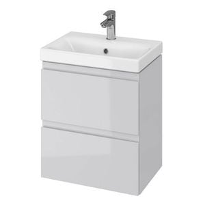 Set baza si lavoar baie CS9721 suspendat, sertare, DRIMUS, 50x39.7x62 cm, Gri