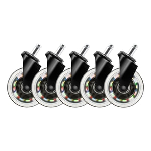Set 5 roti de silicon DELTACO GAMING, RGB cu LED, pentru scaune de gaming / birou DELTACO GAMING, diametru 11mm, rainbow