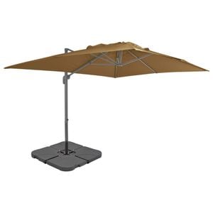 Umbrela de exterior cu baza portabila, gri taupe